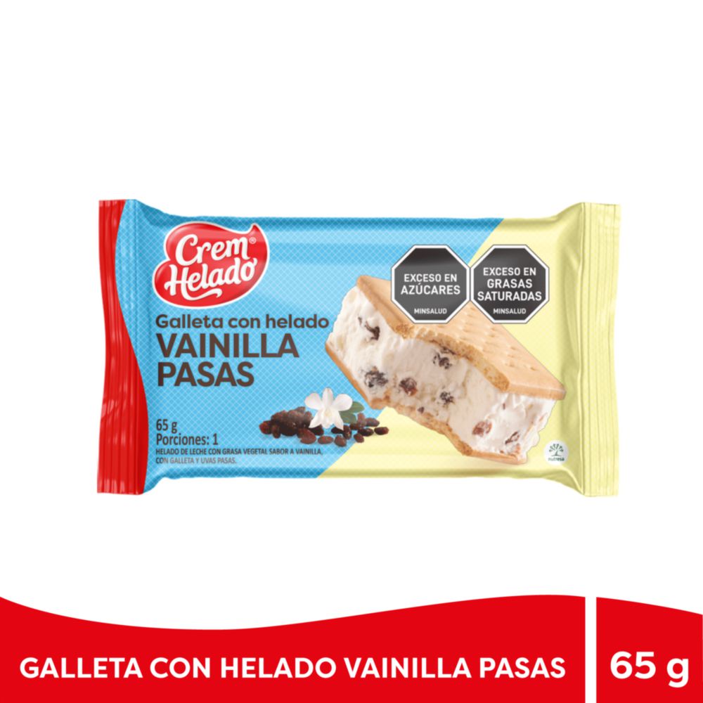 Galleta con helado CREM HELADO vainilla pasas (65  gr) img #1