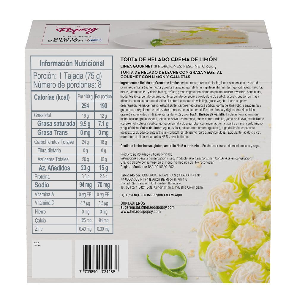 Torta de helado POPSY crema limón (600  gr) img #2