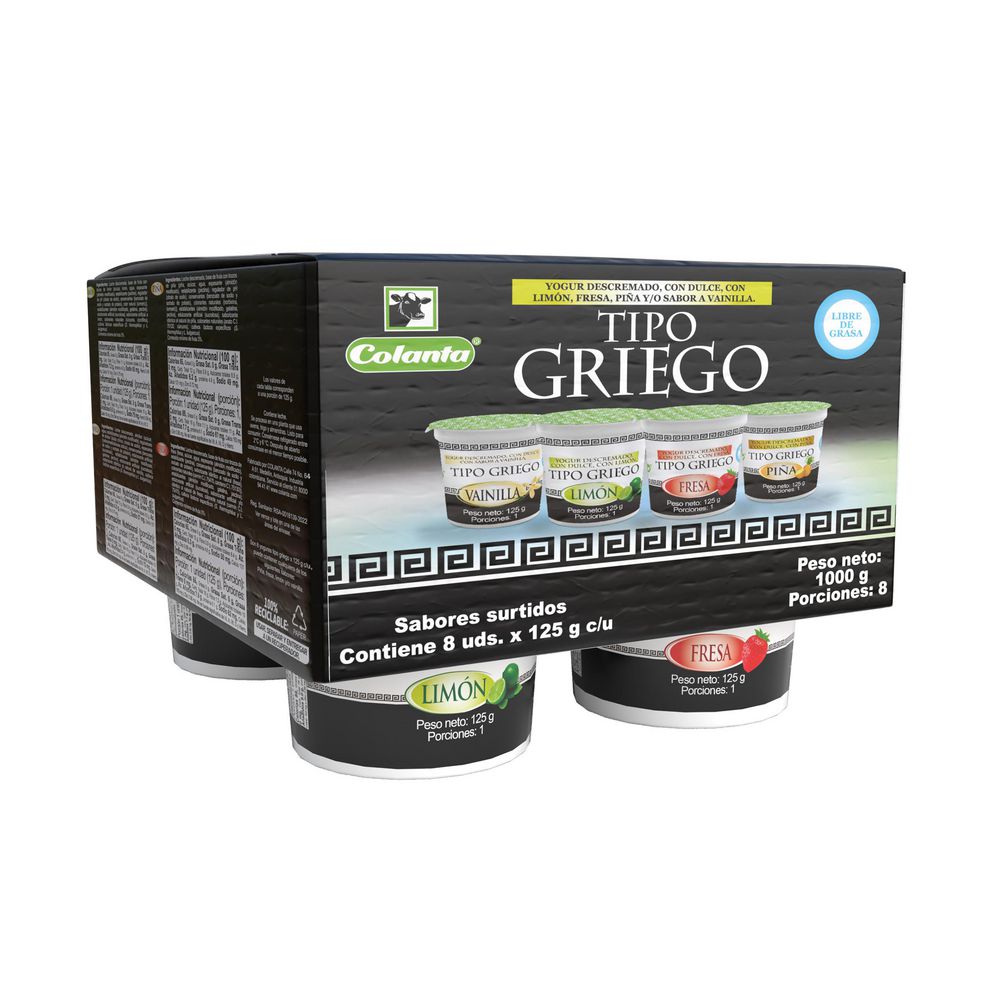 Yogurt griego COLANTA sabores surtidos x8und (934.232  ml) img #1