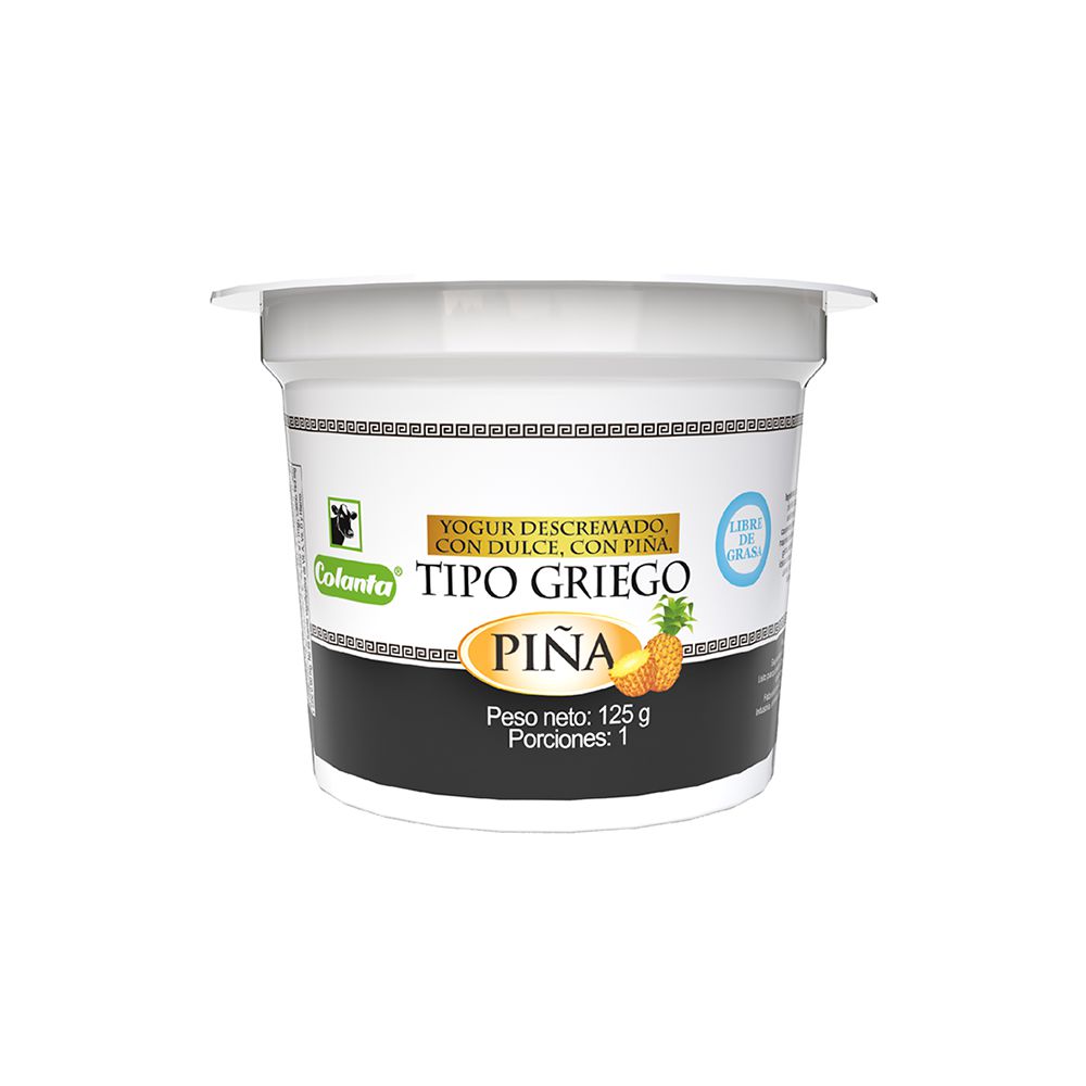 Yogurt griego COLANTA sabor a piña descremado (116.779  ml) img #1