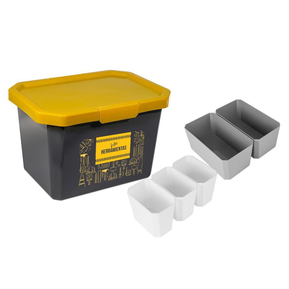 Caja Organizadora Con Broches 20L GrisAmarillo ESTRA 41051046 img #2