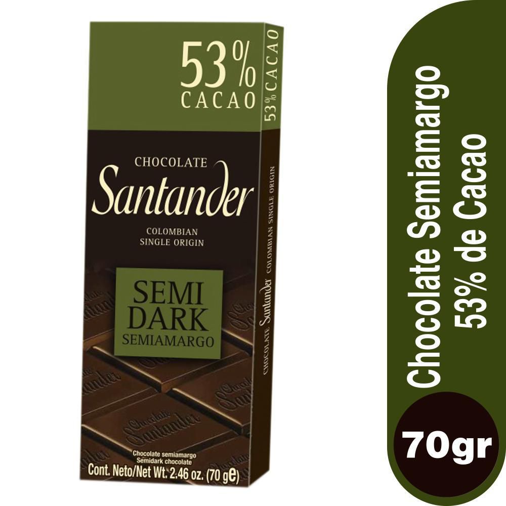 Barra de chocolate SANTANDER semiamargo 53% cacao (70  gr) img #2