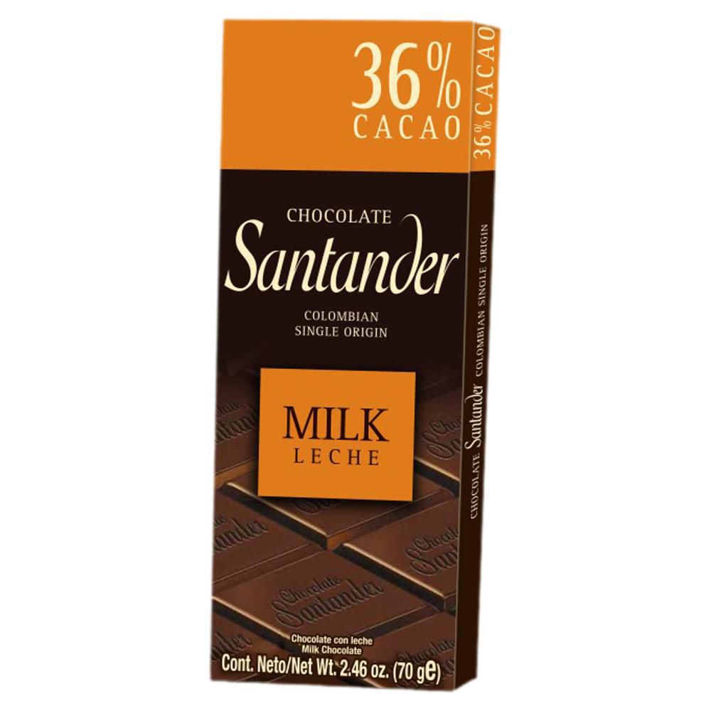Barra de chocolate SANTANDER milk 36% cacao (70  gr) img #2