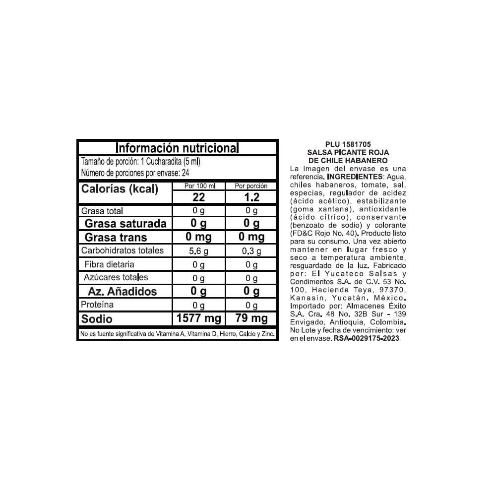 Salsa de chile EL YUCATECO MARCA EXCLUSIVA habanero (120  ml) img #2