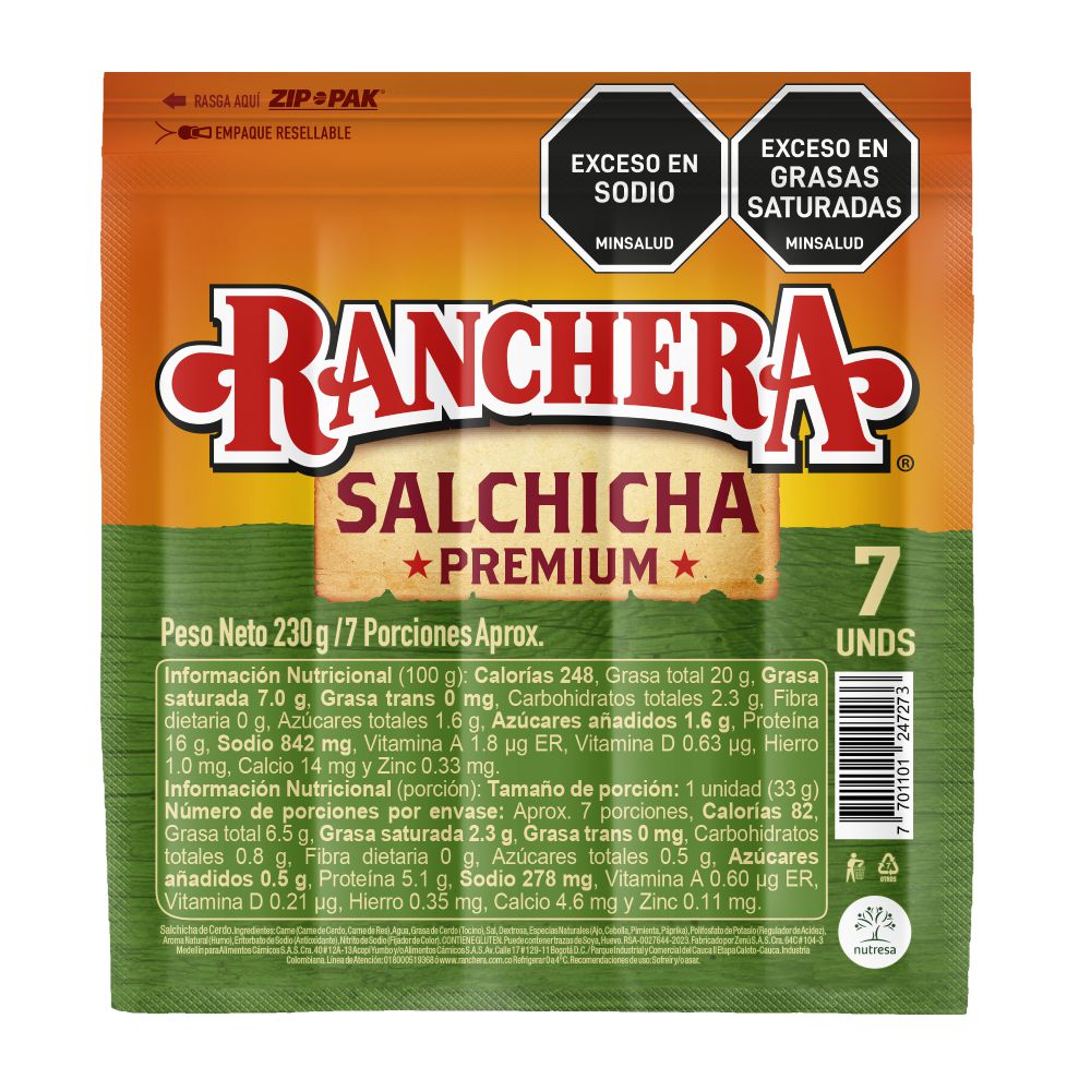 Salchicha ranchera RANCHERA premium x7und (230  gr) img #2
