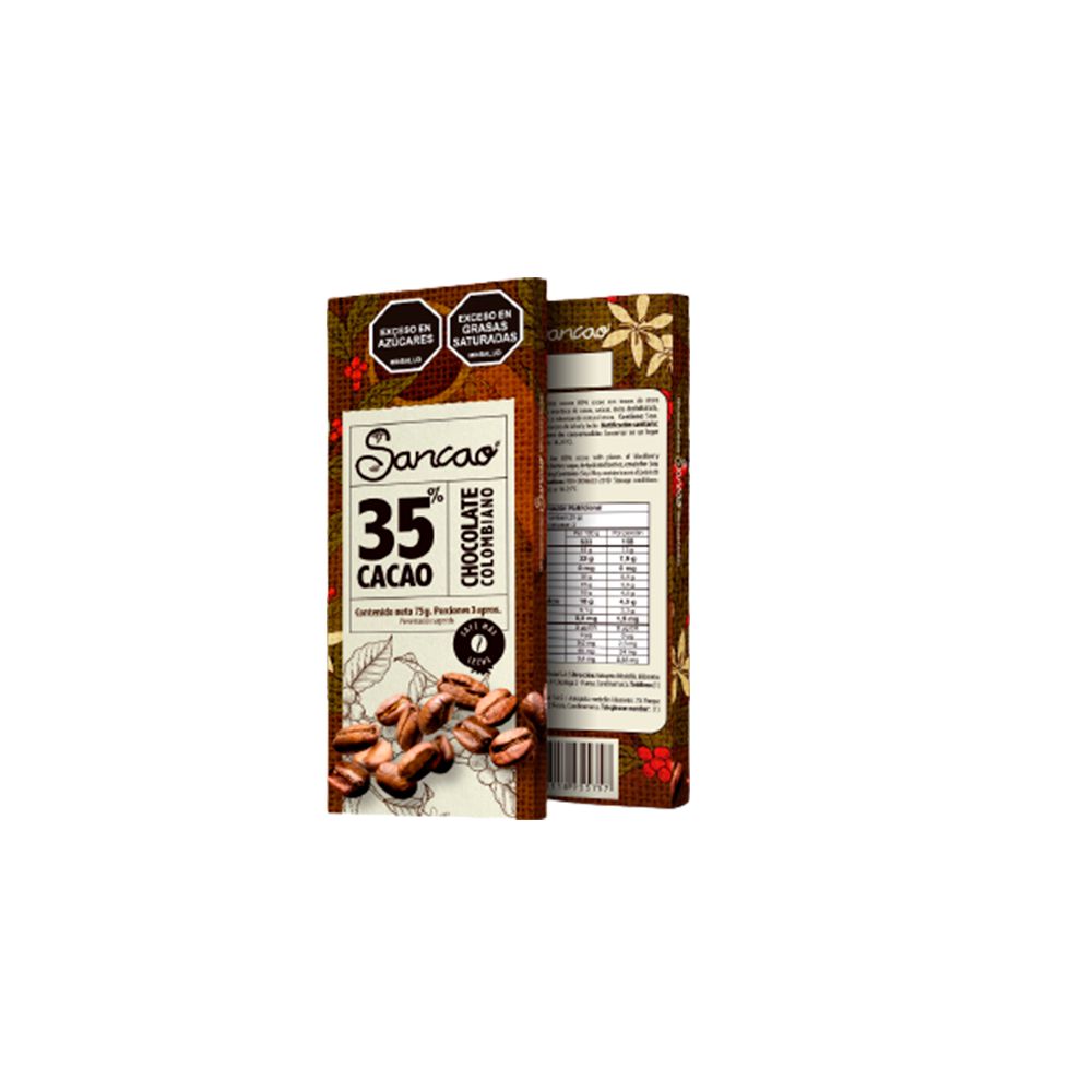 Barra de chocolate SANCAO con granos de café (75  gr) img #1