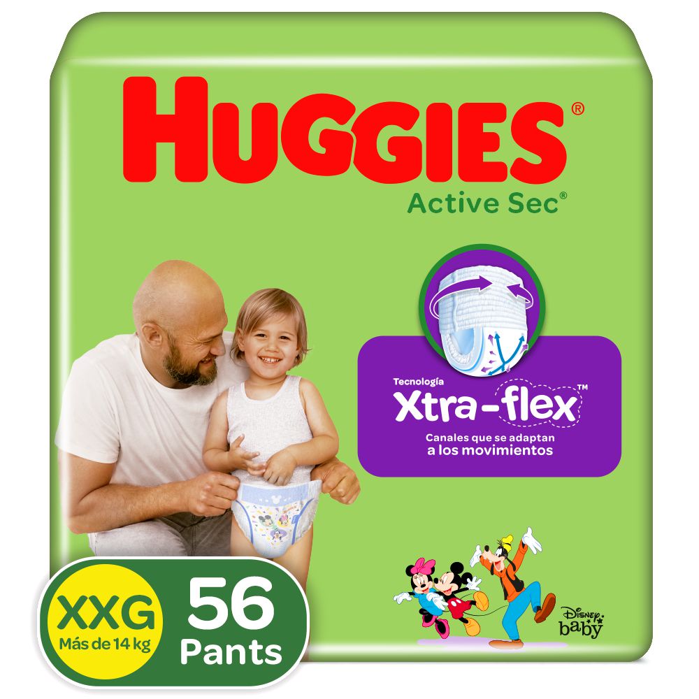 Pañales HUGGIES active sec pants etapa 5  XXG (56  und) img #1