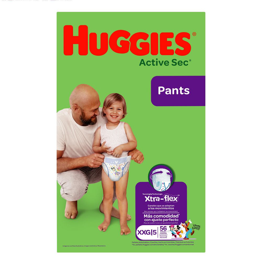 Pañales HUGGIES active sec pants etapa 5  XXG (56  und) img #2