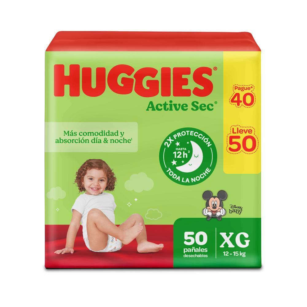 Pañales HUGGIES active sec talla XG (50  und) img #1