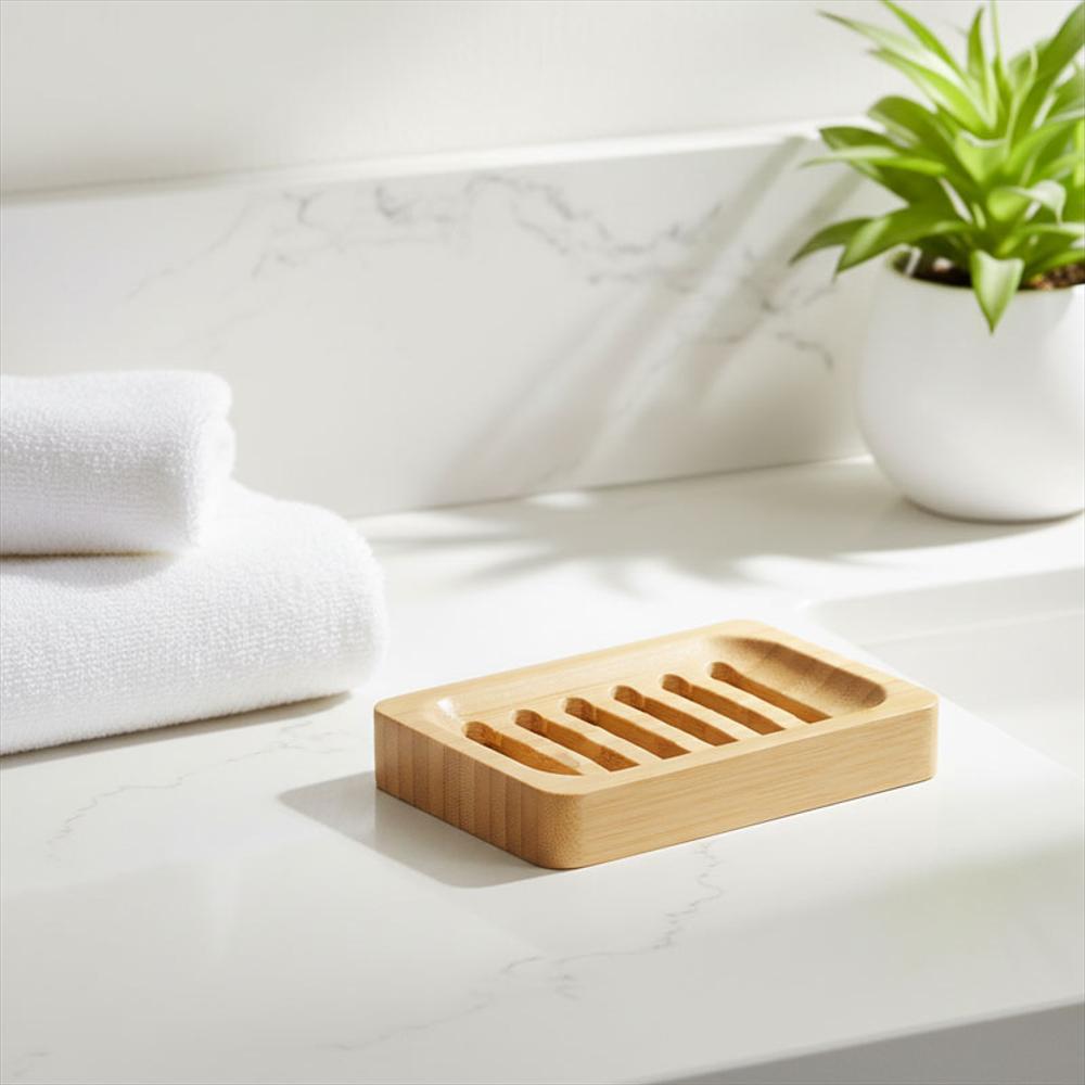 Jabonera De Bambú Ecológica Para Baño Con Drenaje img #5