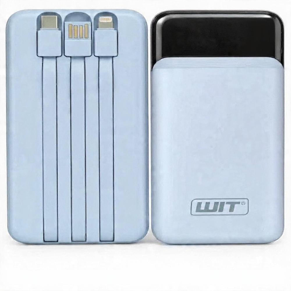 Power Bank Wit 10.000Mah Con Cables Integrados Azul Claro img #1