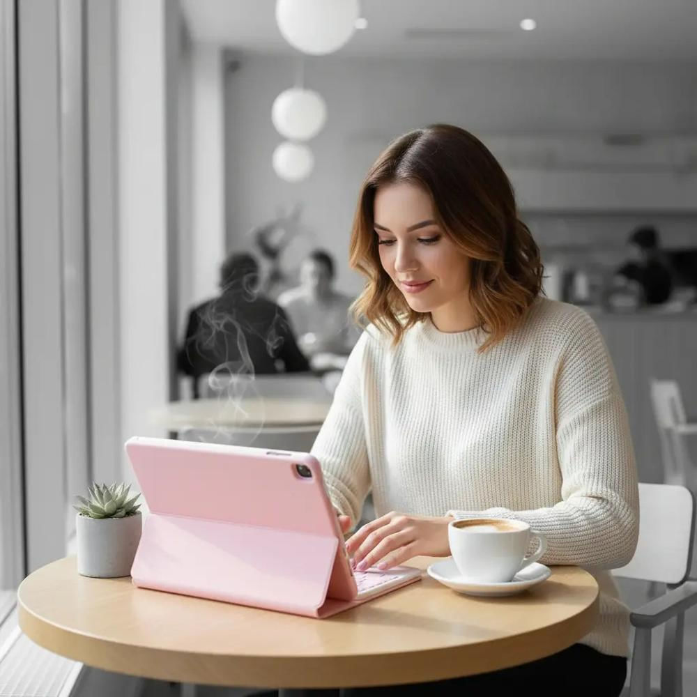 Estuche Teclado Trackpad Para Lenovo Idea Tab 11 Rosa +Bolso img #3