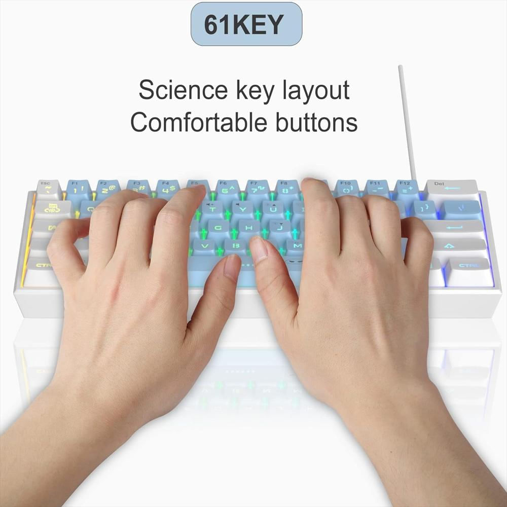 Mini Teclado Gaming Magegee Ts91 60% 61 Teclas Rgb Blanco Azul img #3