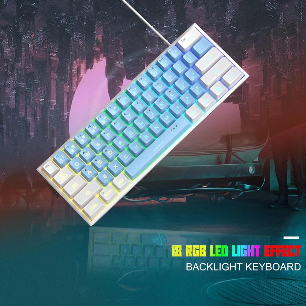 Mini Teclado Gaming Magegee Ts91 60% 61 Teclas Rgb Blanco Azul img #5