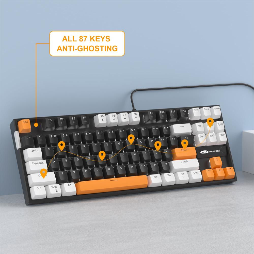 Teclado Gaming Magegee Usb C Con Retroiluminación Led Blanco Negro img #4
