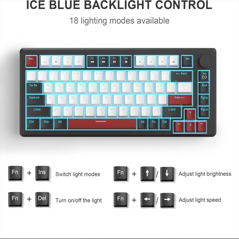 Teclado Mecánico Gaming Magegee 75% Con Retroiluminación Azul Y Perilla img #3