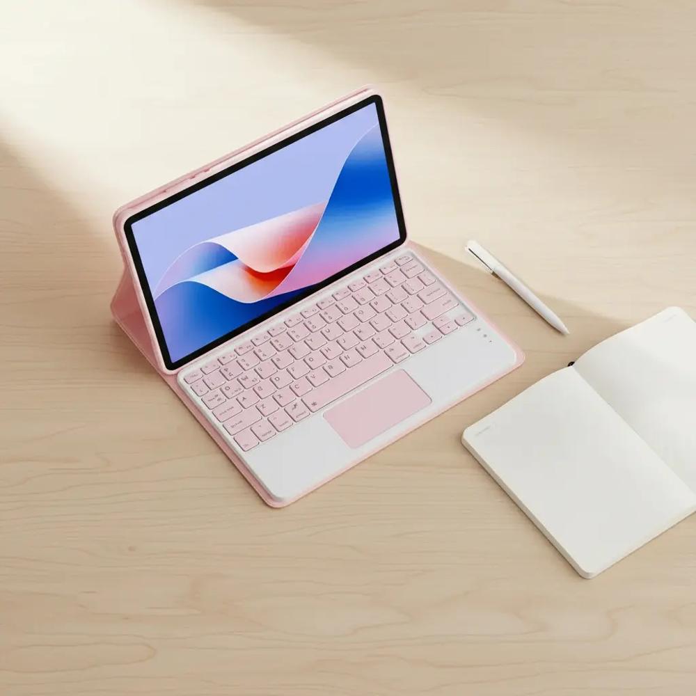 Estuche Teclado Trackpad Para Lenovo Tab K11 Rosa +Bolsa img #4