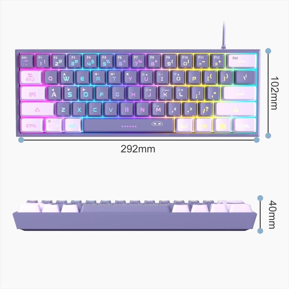 Mini Teclado Gaming Magegee Ts91 60% 61 Teclas Rgb Violeta img #2