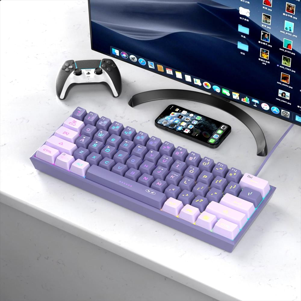 Mini Teclado Gaming Magegee Ts91 60% 61 Teclas Rgb Violeta img #3