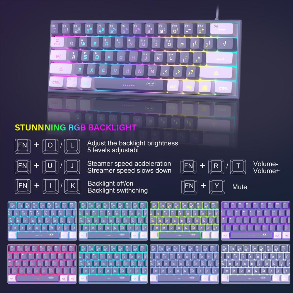 Mini Teclado Gaming Magegee Ts91 60% 61 Teclas Rgb Violeta img #4