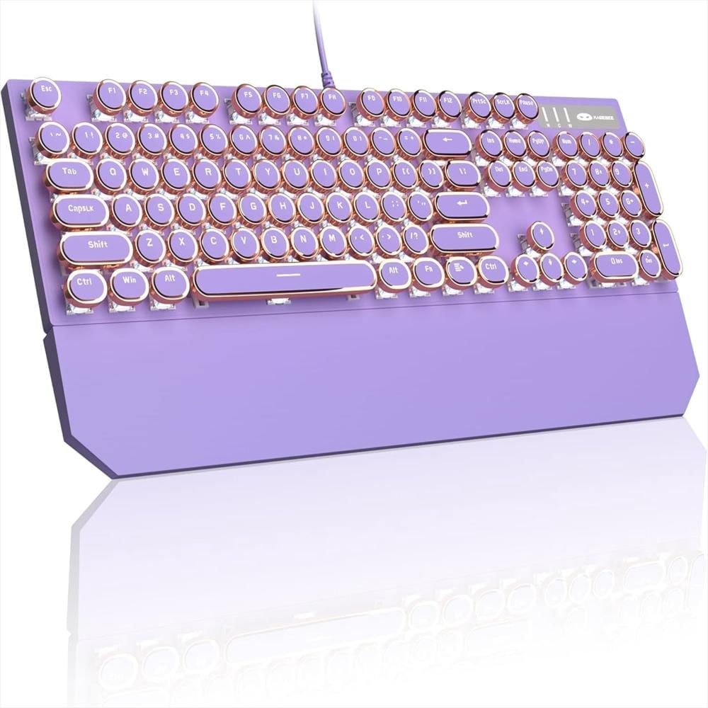 Teclado Mecánico Gaming Magegee Retro Typewriter Rgb Con Teclas Redondas img #1