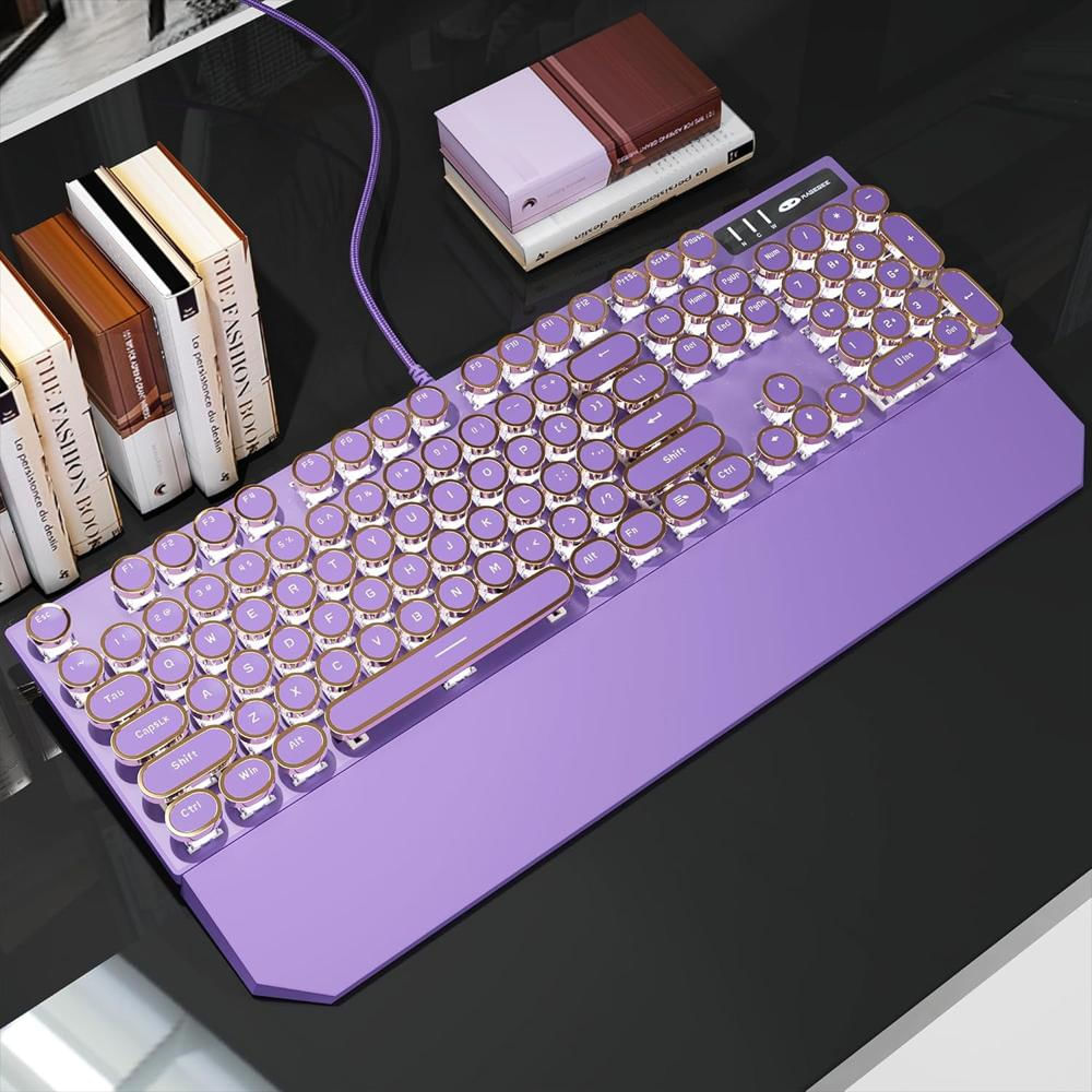Teclado Mecánico Gaming Magegee Retro Typewriter Rgb Con Teclas Redondas img #5