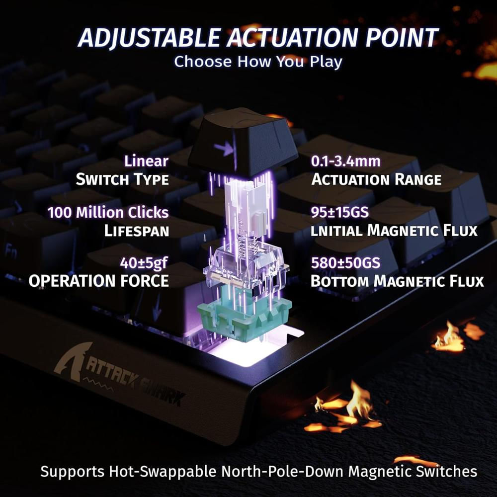 Teclado Magnético Gaming Attack Shark X68 He 60% 8Khz Rapid Trigger img #4