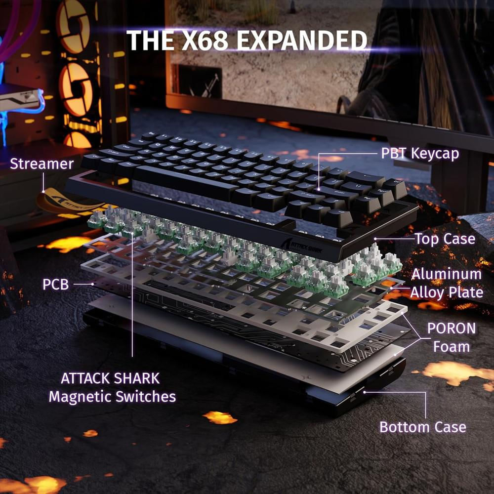 Teclado Magnético Gaming Attack Shark X68 He 60% 8Khz Rapid Trigger img #4