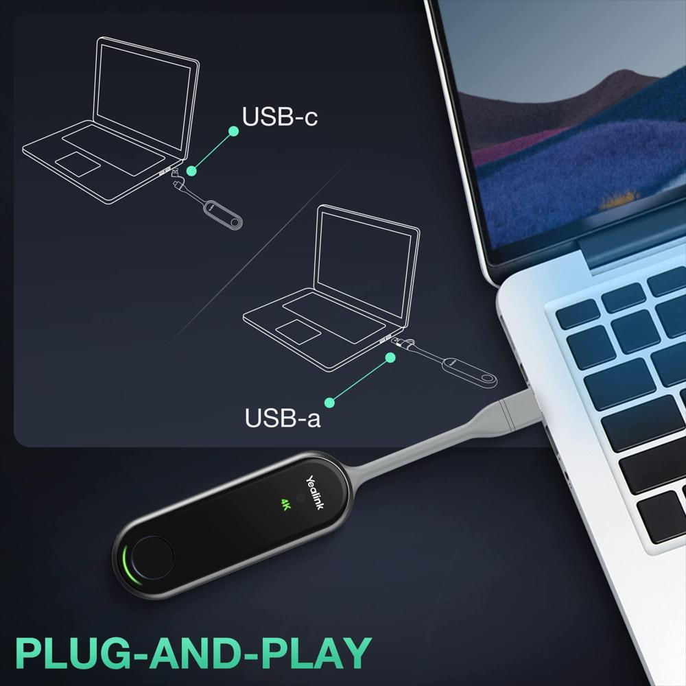 Pod Inalámbrico Yealink Wpp30 Usb Type C 4K Negro img #2