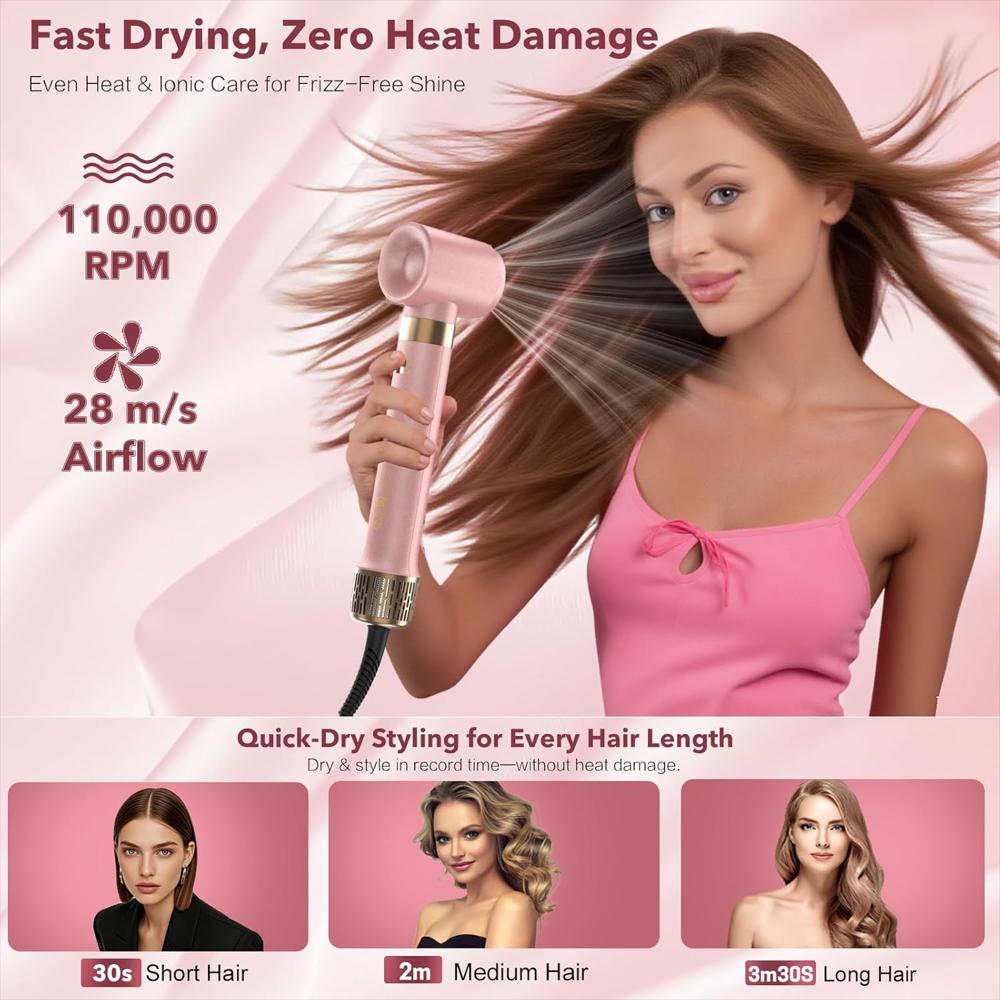 Secador De Cabello Mythsight 6 En 1 Cepillo Secador Con Rizo Automático Secado Rápido img #3