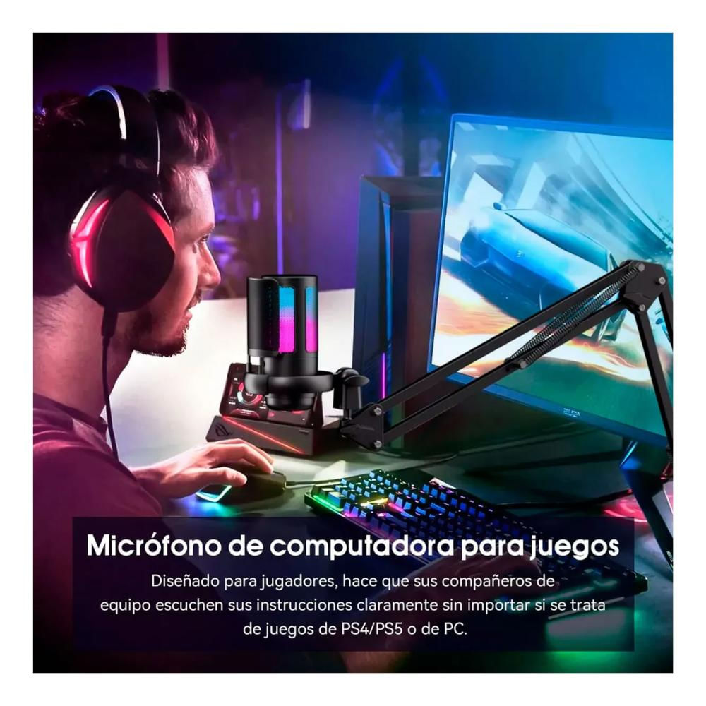 Micrófono Usb Rgb Gamer Con Brazo Para Streaming Pro img #2