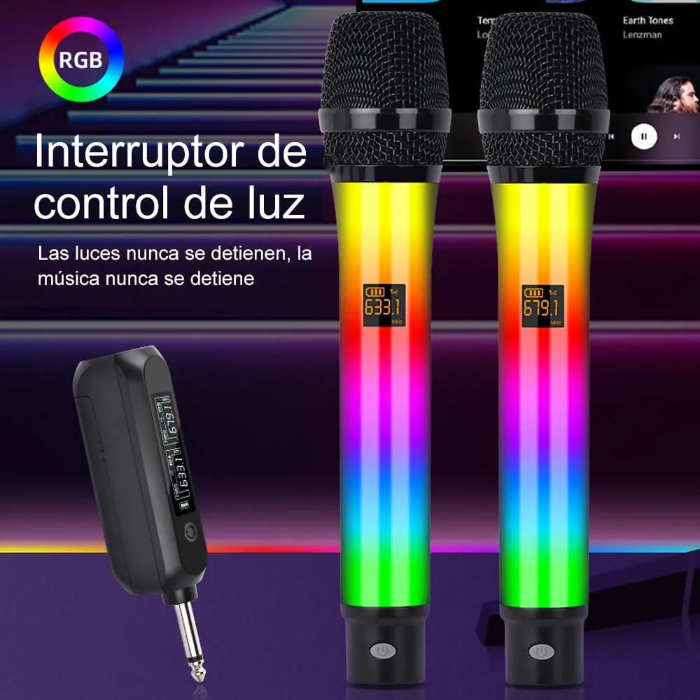 Micrófono Inalámbrico Doble Karaoke Dinámico Profesional Rgb img #2