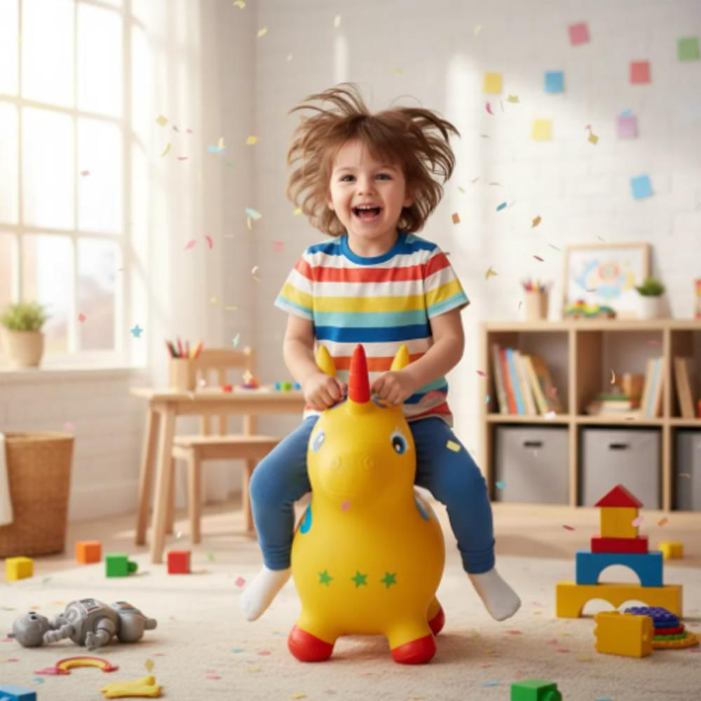 Unicornio Saltarín Inflable Infantil Amarillo Ref 332 img #5