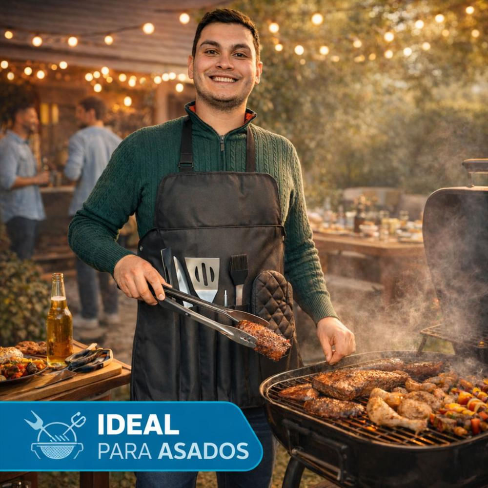 Kit Asado Pack Parrillero Delantal Premium Resistente 7 Piezas img #5