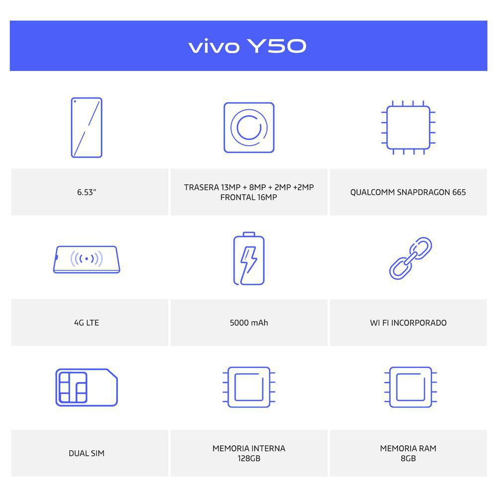 Celular VIVO Y50 128 GB 8 GB RAM Negro img #2