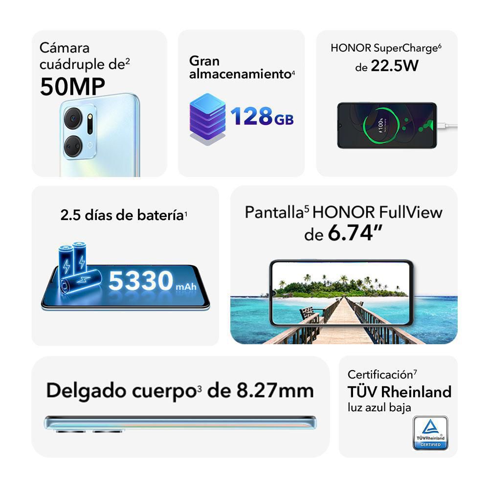 Celular HONOR X7A 128 GB 6 GB RAM Azul img #7
