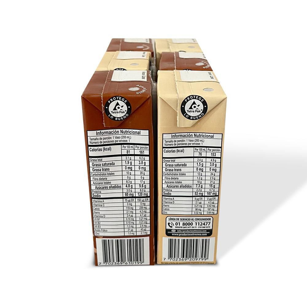 Leche RECREO uat entera chocolate y avena (1200  ml) img #3