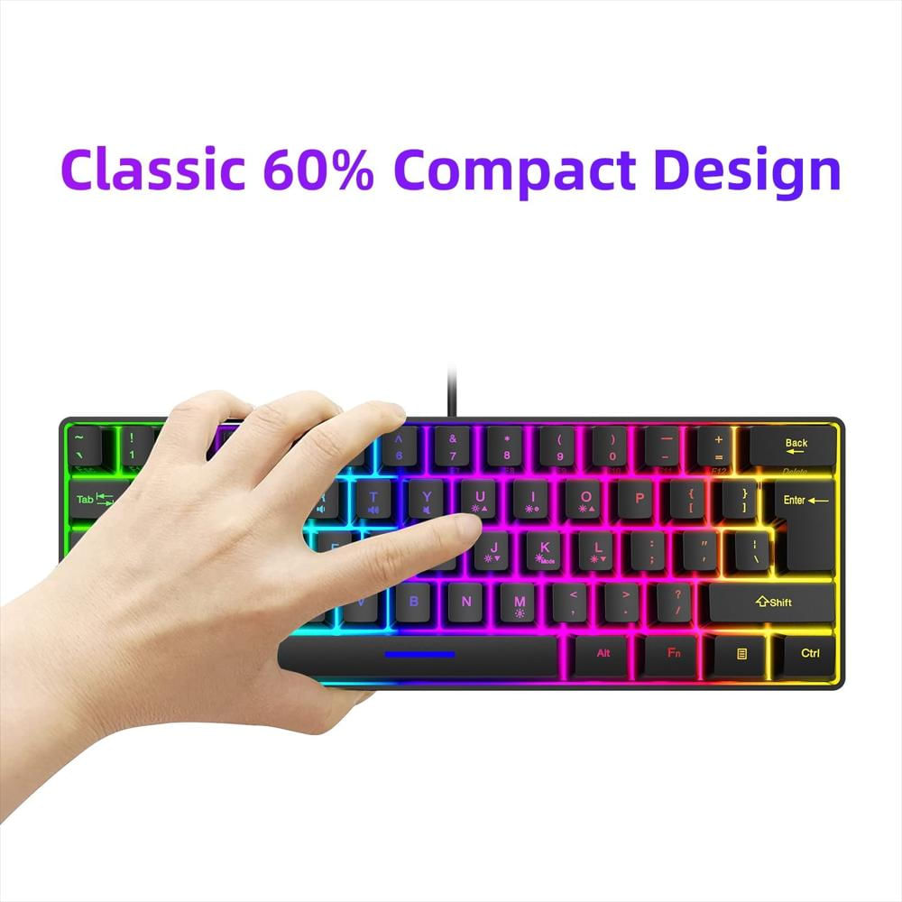 Teclado Mecánico Compacto 60% Usb 61 Teclas Retroiluminado img #2