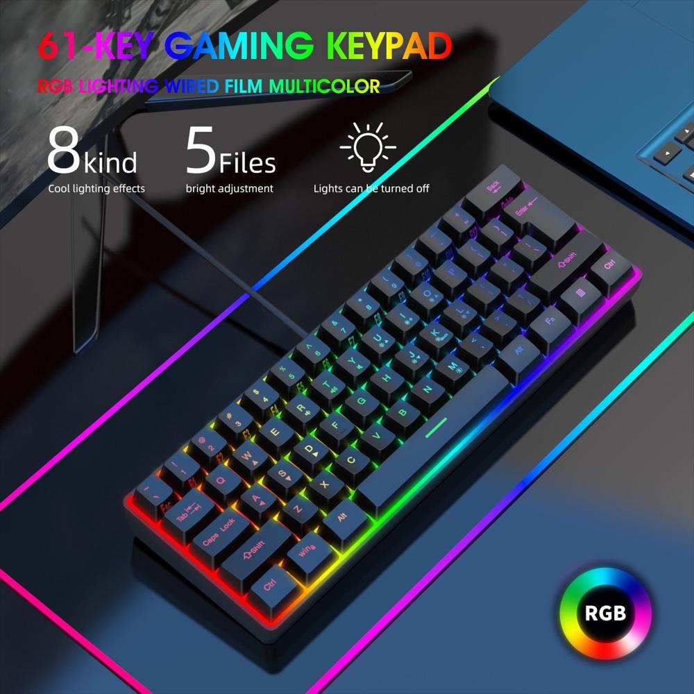 Teclado Mecánico Compacto 60% Usb 61 Teclas Retroiluminado img #4