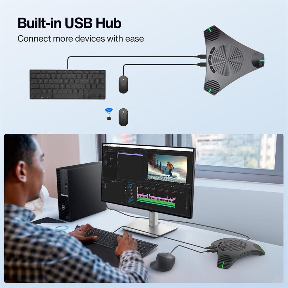 Altavoz Manos Libres Usb Para Conferencias Con Micrófono 360° img #5