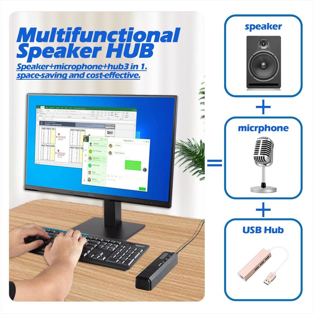 Altavoz Usb 3 En 1 Para Computadora Con Micrófono 360° img #2