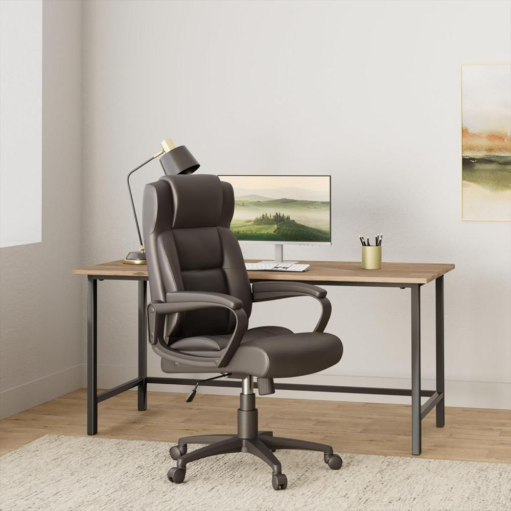 Silla Ejecutiva Lorell Cuero Negro Respaldo Alto Ajustable 360 Grados img #2
