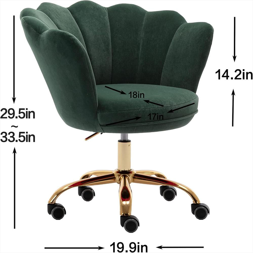 Silla De Oficina Hegmentine Diseño Moderno Terciopelo Ajustable Ruedas Doradas img #3