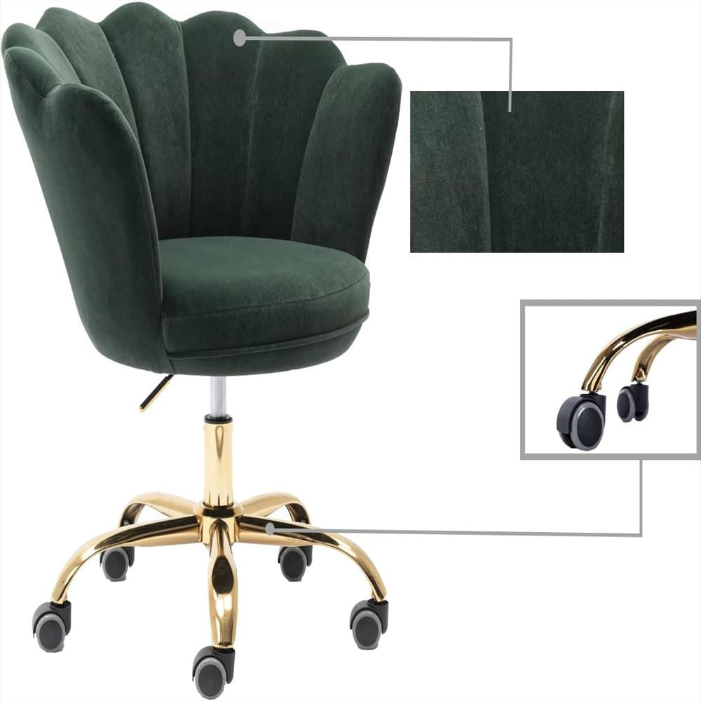 Silla De Oficina Hegmentine Diseño Moderno Terciopelo Ajustable Ruedas Doradas img #5