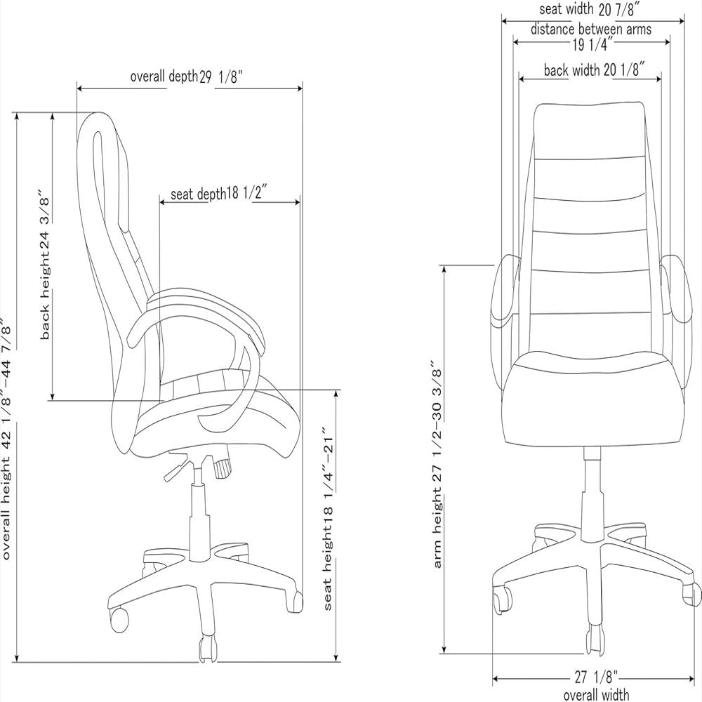 Silla Lorell Cuero Regenerado Negro Respaldo Alto Ajustable img #2