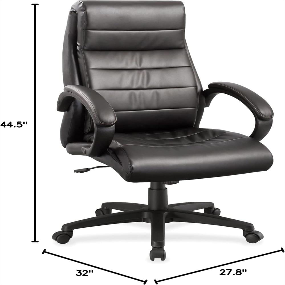 Silla Lorell Cuero Regenerado Negro Respaldo Alto Ajustable img #3
