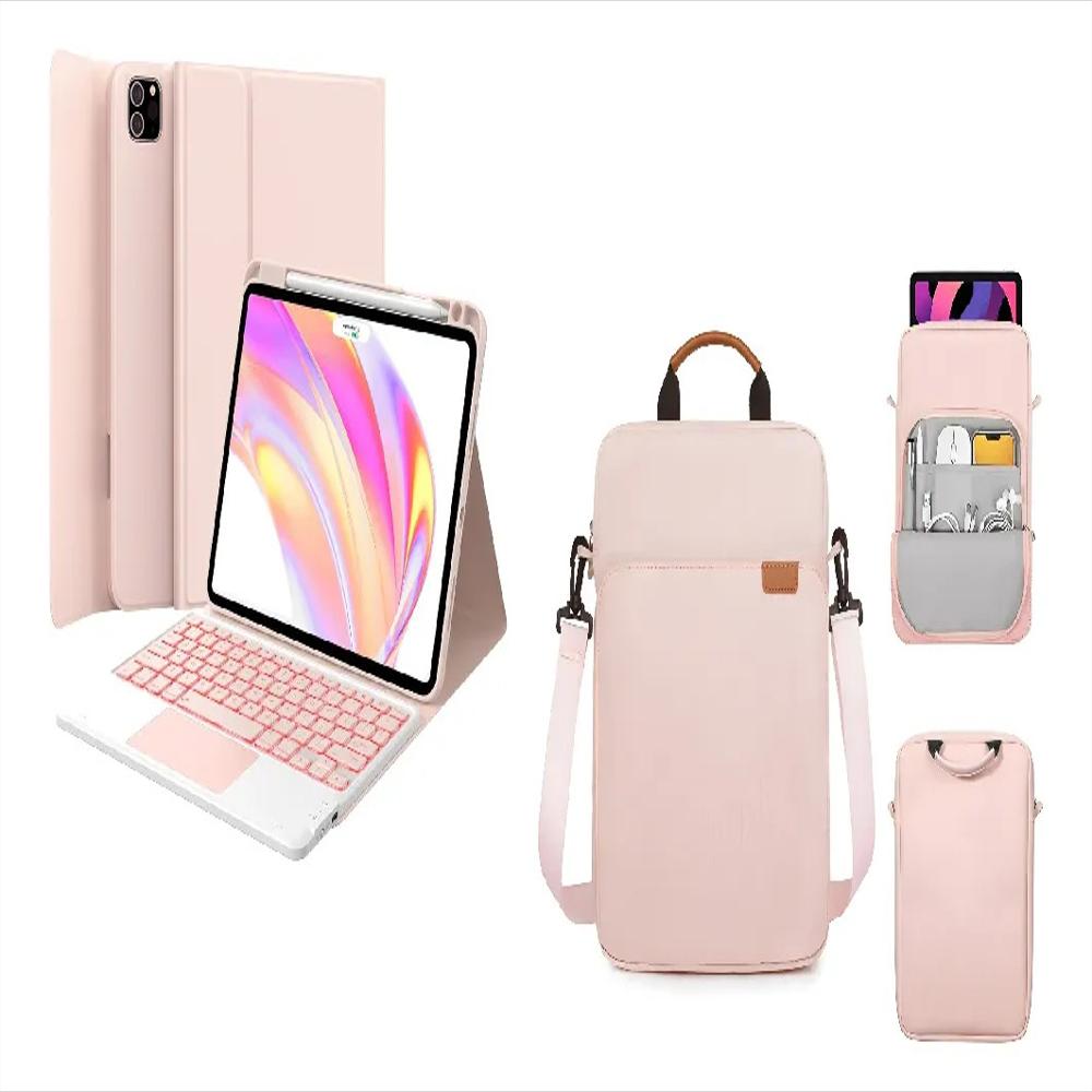 Estuche Teclado Trackpad Para Ipad Air 11 Chip M2 2024 Rosa+Bolso+Vidrio img #4