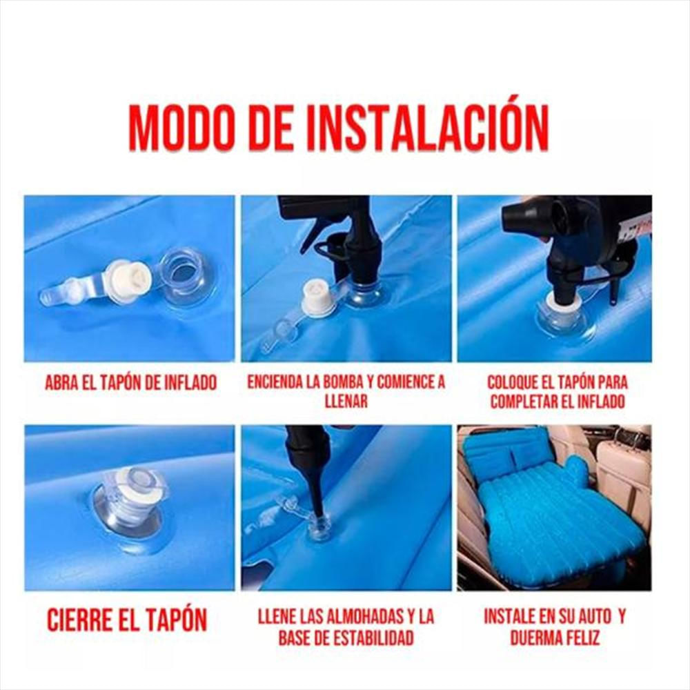 Colchon Gris Inflable Para Autos 2 Almohadas img #2