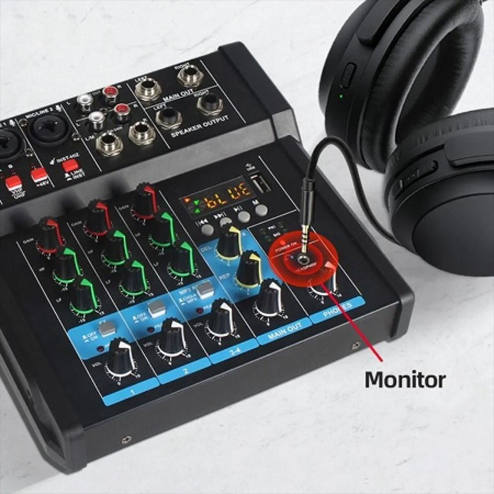 Mezcladora De Audio De 4 Canales Con Amplificador Y 2 Micrófonos img #4