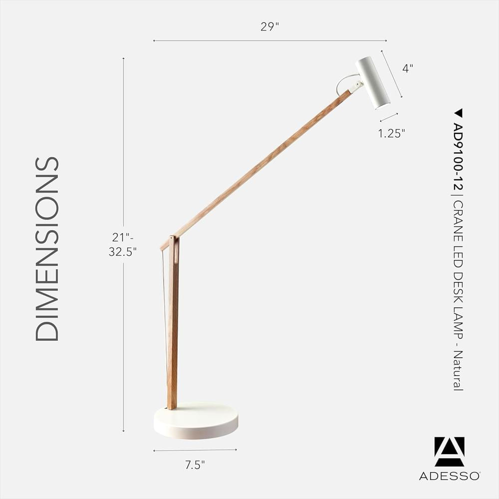 Lámpara De Escritorio Adesso Diseño Moderno Madera De Roble Natural Ajustable Con Interruptor Táctil img #3